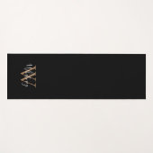 Tapis De Yoga Élégant Script Girly Black Gold Monogramme Yoga Ma (Devant (Horizontal))