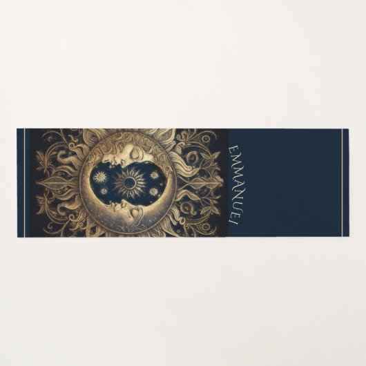 Tapis De Yoga Elégant Soleil Céleste Lune Personnalisée (Dos (Horizontal))