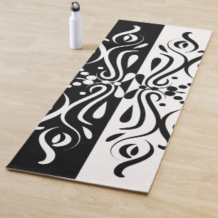 Tapis De Yoga Élégant style arlequin Abstrait noir et blanc