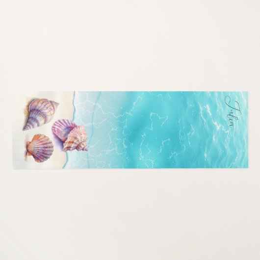 Tapis De Yoga Elégant Tropical Beach Seashells Pearls Nautique (Dos (Horizontal))