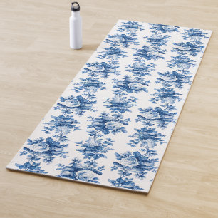 Tapis De Yoga Elegant Vintage China Blue Roses