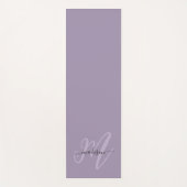 Tapis De Yoga Élégant violet foncé Script Monogramme et nom (Devant)