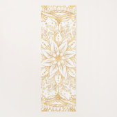 Tapis De Yoga Elégante Fleur Or Mandala Design Blanc (Dos)