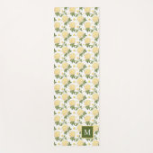 Tapis De Yoga Élégante Hydragea Jaune Monogramme Floral (Devant)