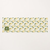 Tapis De Yoga Élégante Hydragea Jaune Monogramme Floral (Devant (Horizontal))