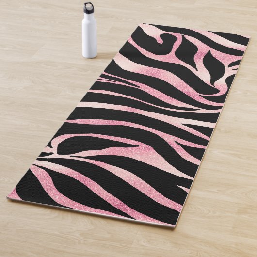 Tapis De Yoga Elégante Parties scintillant Rose or Zebra Black P (En situation)