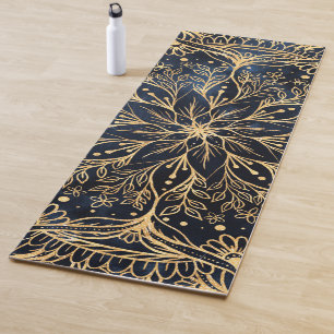 Tapis De Yoga Elégante Poinsettia Fleur Mandala Blue Design