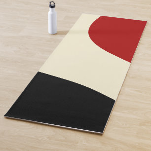 Tapis De Yoga Elégante vague minimale en rouge, noir et crème
