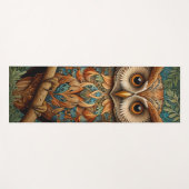Tapis De Yoga Élégante végétation forestière de hibou rétro (Devant (Horizontal))