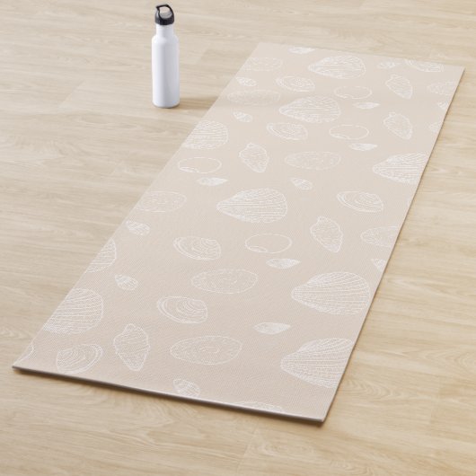 Tapis De Yoga Elégants coquillages blancs Motif beige (En situation)