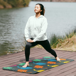 Tapis De Yoga éléphants colorés