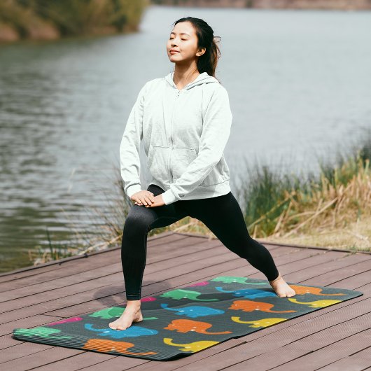 Tapis De Yoga éléphants colorés