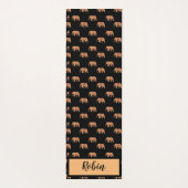 Tapis De Yoga Eléphants roses personnels Motif or (Dos)