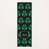 Tapis De Yoga Emerald Green Sparkle Shamrock noir Monogramme (Devant)