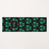 Tapis De Yoga Emerald Green Sparkle Shamrock noir Monogramme (Devant (Horizontal))
