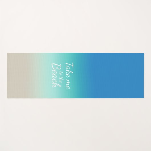 Tapis De Yoga "Emmenez-moi à la plage" Moderne Blue Ombre (Devant (Horizontal))