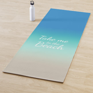 Tapis De Yoga "Emmenez-moi à la plage" Moderne Blue Ombre