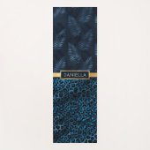 Tapis De Yoga Empreinte de léopard bleu Shimmer Nom floral tropi (Devant)