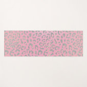 Tapis De Yoga Empreinte de léopard d'argent Pastel Pink (Devant (Horizontal))