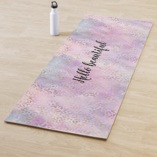 Tapis De Yoga Empreinte de léopard d'or de Glam bleu violet rose