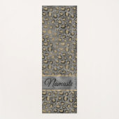 Tapis De Yoga Empreinte de léopard Glittery sur Glossy Grey  (Devant)