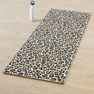 Tapis De Yoga Empreinte de léopard noir glam or