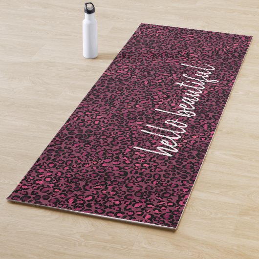 Tapis De Yoga Empreinte de léopard noir rose glam (En situation)
