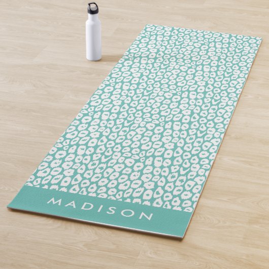 Tapis De Yoga Empreinte de léopard Turquoise Personnalisé (En situation)