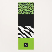 Tapis De Yoga Empreinte de léopard, Zebra Print, Vert, Monogramm (Devant)