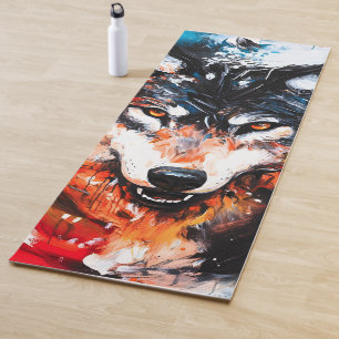 Tapis De Yoga Esprit de loup sauvage abstrait