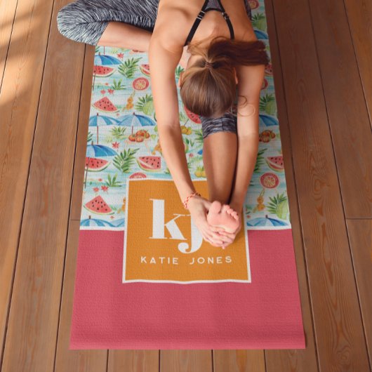 Tapis De Yoga Été amusant Monogramme élégant