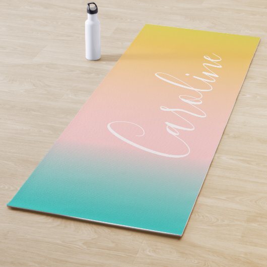 Tapis De Yoga Été Pastel Gradient | Nom de script personnalisé (En situation)