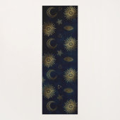 Tapis De Yoga Étoiles célestes Blue Gold Sun Moon (Dos)