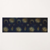 Tapis De Yoga Étoiles célestes Blue Gold Sun Moon (Devant (Horizontal))