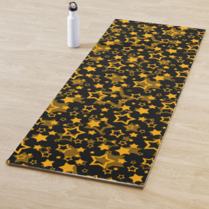 Tapis De Yoga Étoiles Jaune Doré Pailleté Design