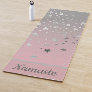 Tapis De Yoga Étoiles roses et grises ombrées élégantes et moder