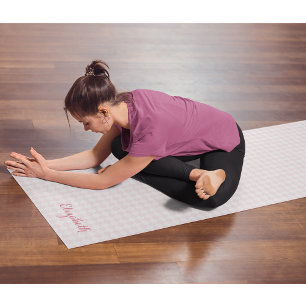 Tapis De Yoga Exercice de À damiers monogramme rose blanc moder