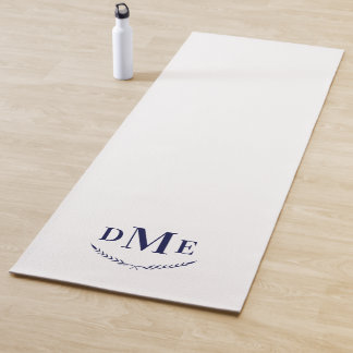 Tapis De Yoga Exercice de monogramme classique bleu marine