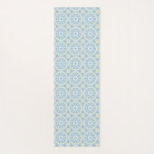 Tapis De Yoga Exercice de Monogramme de médaillon bleu moderne (Dos)