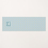 Tapis De Yoga Exercice de Monogramme de médaillon bleu moderne (Devant (Horizontal))
