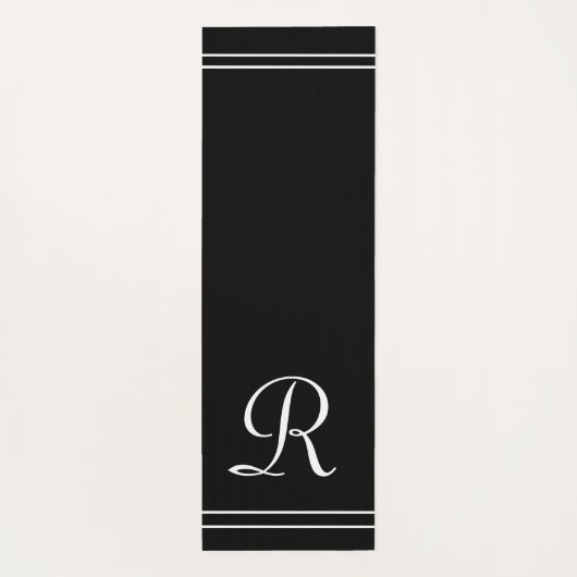 Tapis De Yoga Exercice initial de monogramme noir et blanc (Dos)