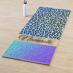Tapis De Yoga Exotic Green and Purple Leopard