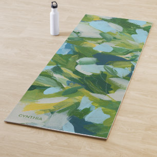 Tapis De Yoga Expressionnisme abstrait de la nature verte 