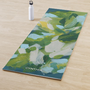 Tapis De Yoga Expressionnisme abstrait de la nature verte