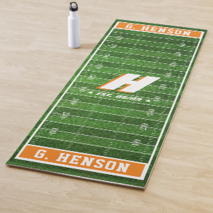 Tapis De Yoga Fan de football  Monogramme couleur personnalisé O