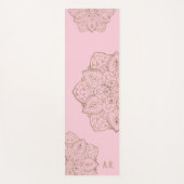 Tapis De Yoga Faux Gold Foil On Light Pink Mandala With Initials (Devant)