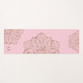 Tapis De Yoga Faux Gold Foil On Light Pink Mandala With Initials (Devant (Horizontal))