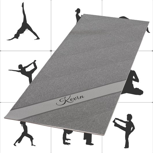 Tapis De Yoga Faux Metallic Grey Textured Diagonal Art Ajouter N