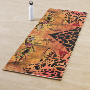 Tapis De Yoga Femme africaine et Giraffe Yoga Mat