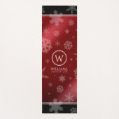 Tapis De Yoga Festif Red Foil Snowflakes Nom du monogramme (Devant)